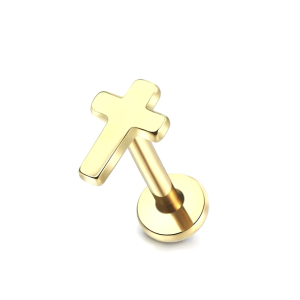 Labret Piercing Kruis Goudkleurig 8x1.2 Labret Piercing Kruis Goudkleurig 8x1.2