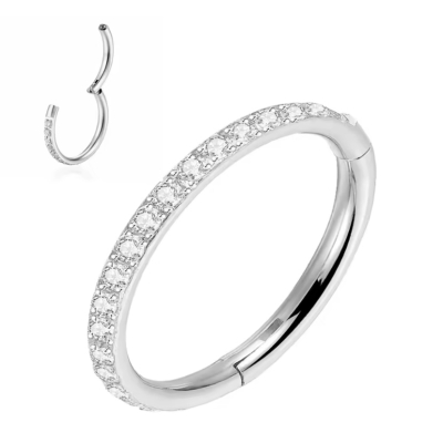 Piercing Ring Zilverkleurig met steentjes 