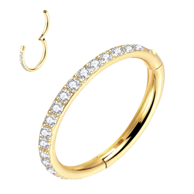 Piercing Ring Goudkleurig met steentjes