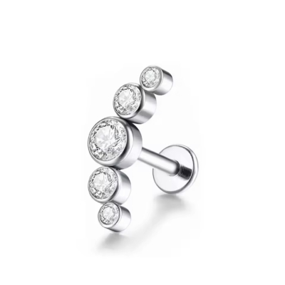 Labret Piercing Zilverkleurig met steentjes 8x1.2