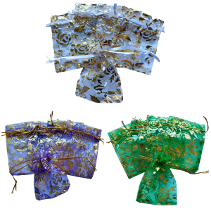 Organza zakje Rozen 7x9cm in 3 kleuren Organza zakje Rozen 7x9cm in 3 kleuren