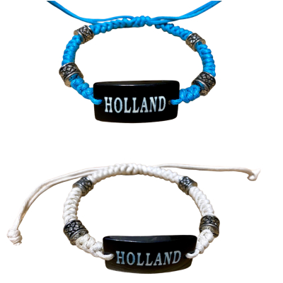 Armbandje met de tekst "Holland" in 2 kleuren