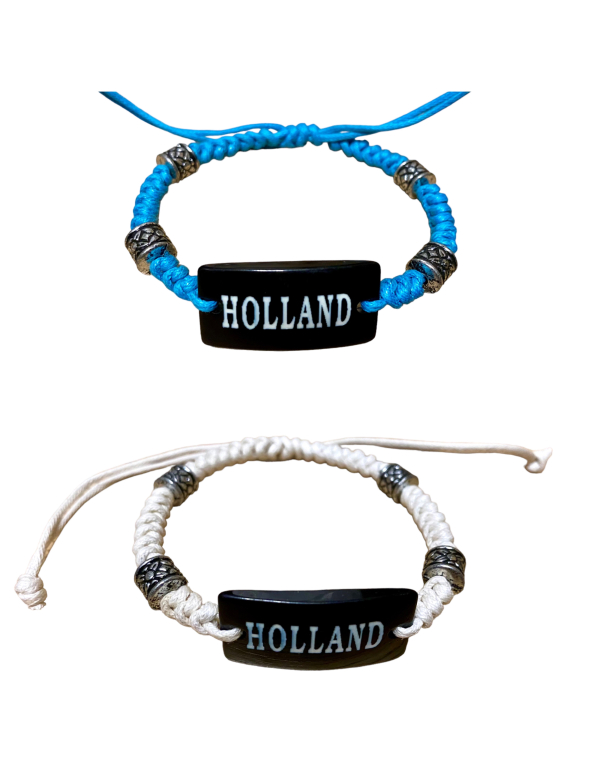 Armbandje met de tekst "Holland" in 2 kleuren