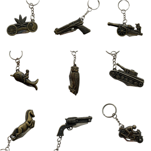 Sleutelhanger Brons met zakmes in 10 designs Sleutelhanger Brons met zakmes in 10 designs