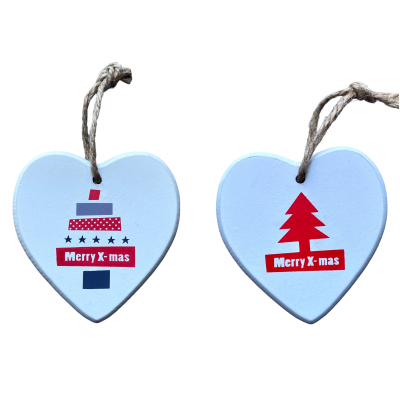 Kerst Decoratie Hart Merry X-mas in 2 designs