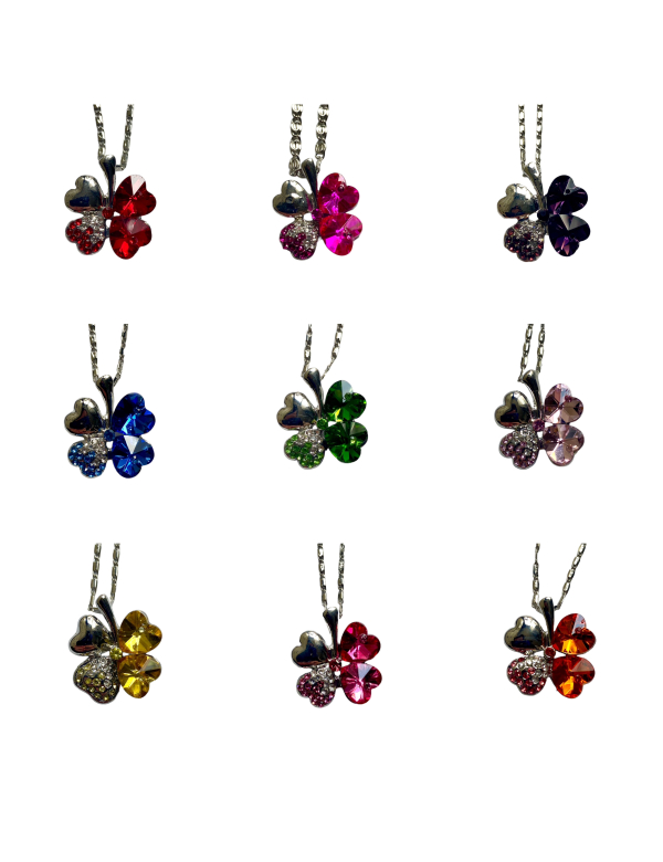 Ketting Klaver vier Swarovski in 9 kleuren