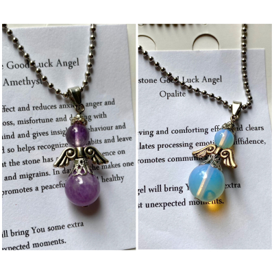 Ketting Good luck Angel in Amethist of Opaline