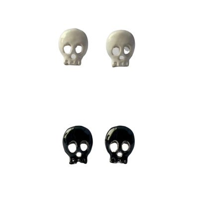 Oorknopjes Skull zwart of wit 