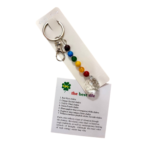 Sleutelhanger met 7 chakra stenen en kristal Sleutelhanger met 7 chakra stenen en kristal