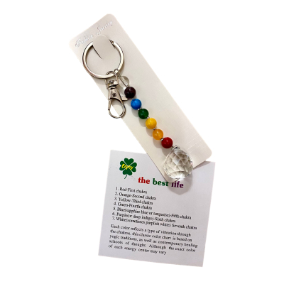 Sleutelhanger met 7 chakra stenen en kristal