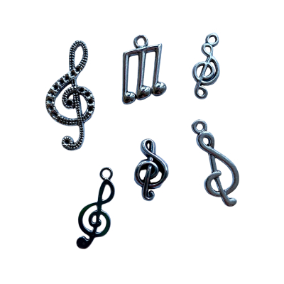 Bedeltjes Muziek sleutels 6 stuks