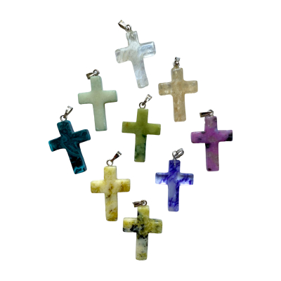 Edelsteen hanger Kruis in diverse edelsteen soorten