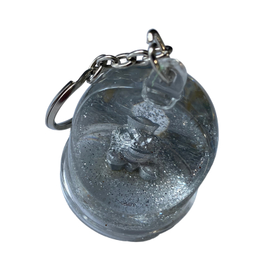 Sleutelhanger Snowglobe met Kikker en Glitter