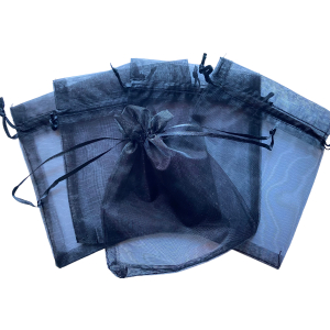 Organza zakje Zwart groot 12x14cm Organza zakje Zwart groot 12x14cm