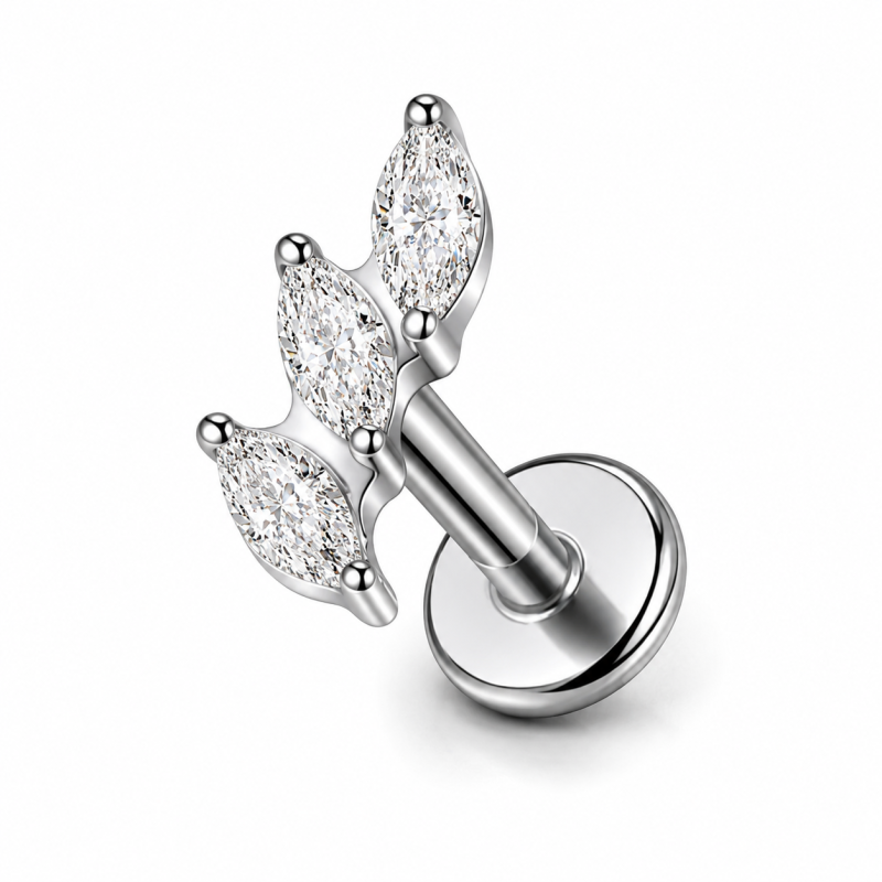 Labret Crystal Leaves Zilverkleurig 8x1.2