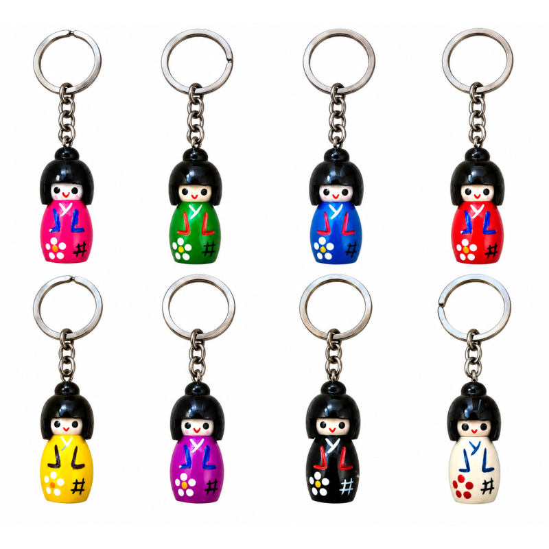 Sleutelhanger Kokeshi Japans Gelukspoppetje 