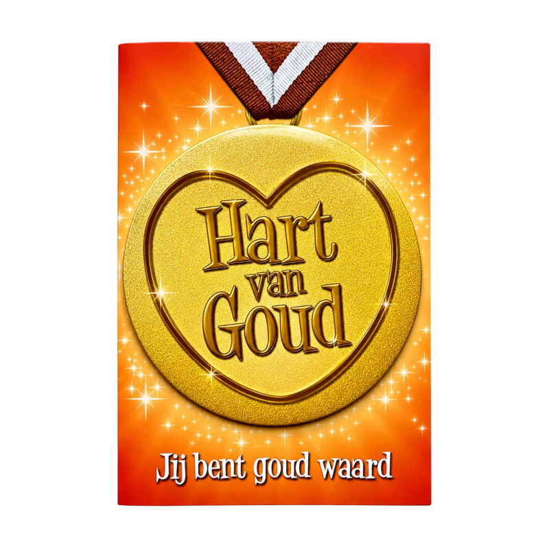 Wenskaart met Button Hart van Goud