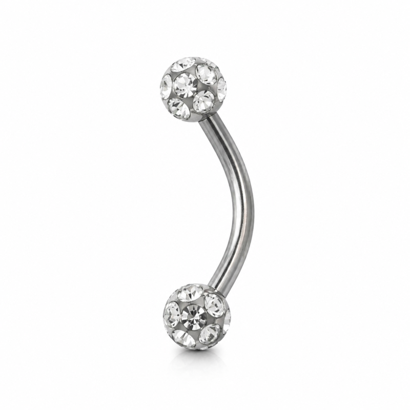 Wenkbrauw piercing Crystal Zilver 8x1.2x3mm