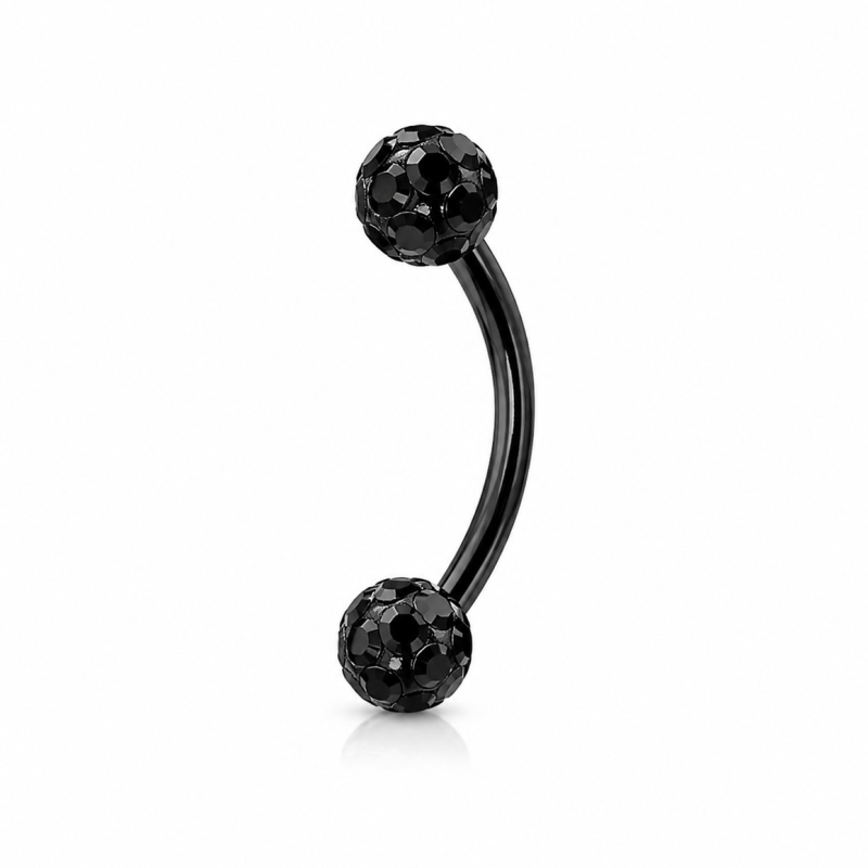 Wenkbrauw piercing Crystal Zwart 8x1.2x3