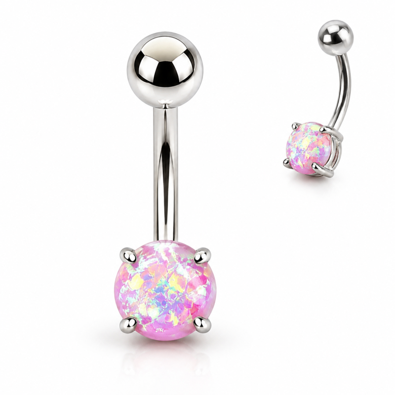 Navelpiercing Opal Roze Zilverkleurig 10x1.6