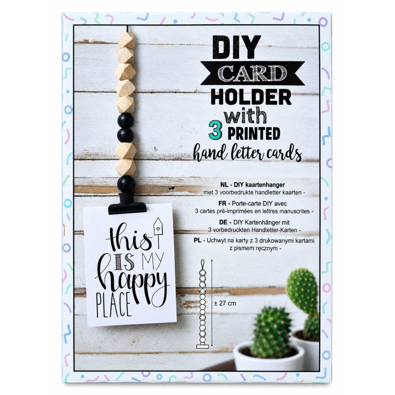 DIY Card holder met 3 voorbedrukte kaarten Zwart