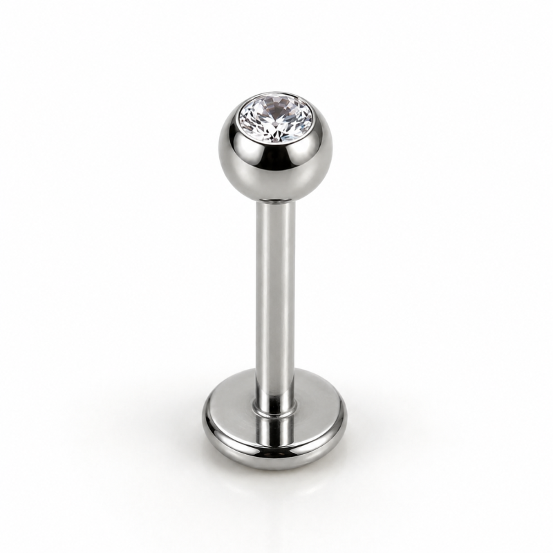 Labret Piercing Crystal Ball Zilverkleurig