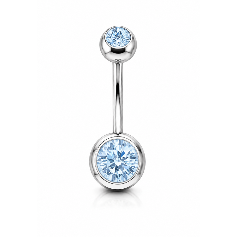 Navelpiercing Steen Blauw Zilverkleurig 1.6x6