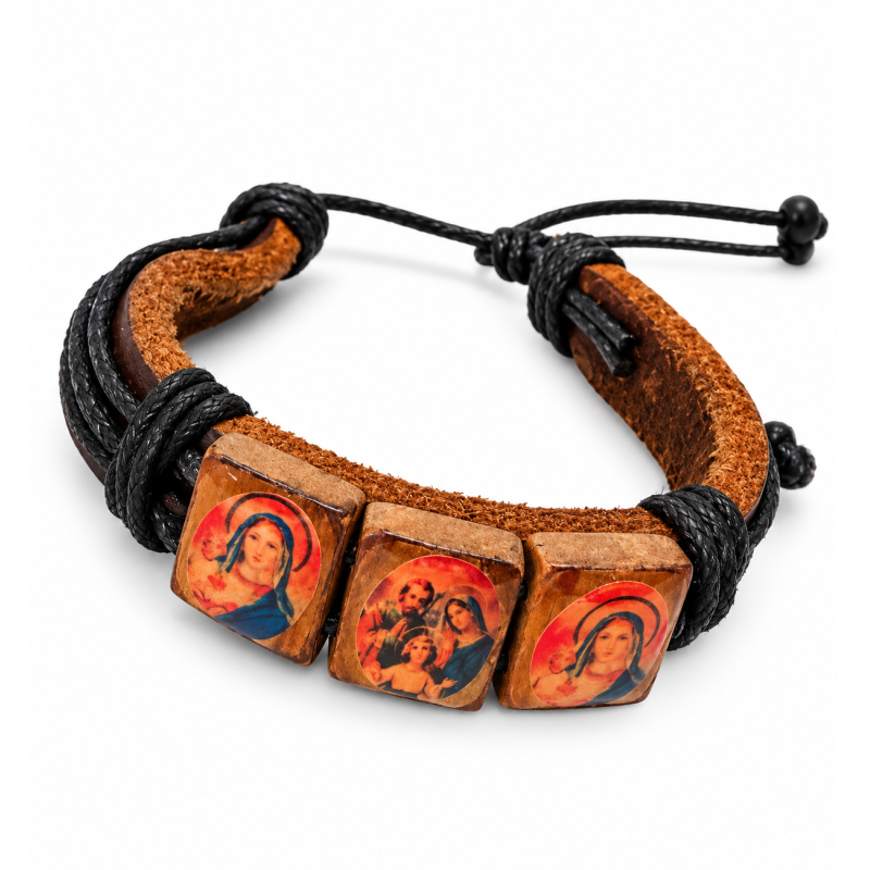 Heiligen Armbandje echt Leer Verstelbaar