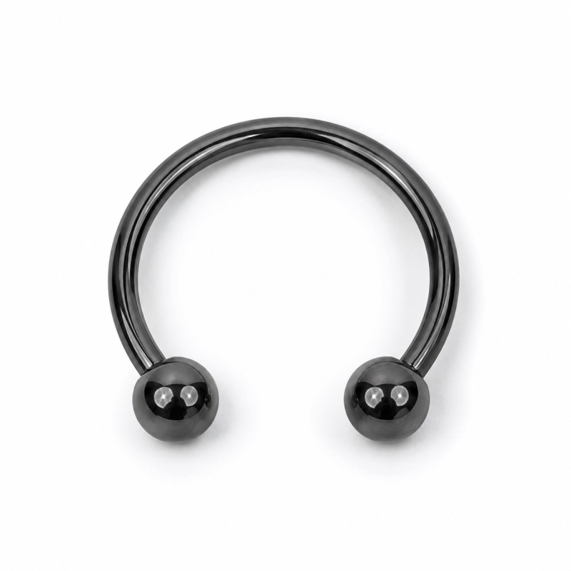 Hoefijzer Piercing glad Zwart 