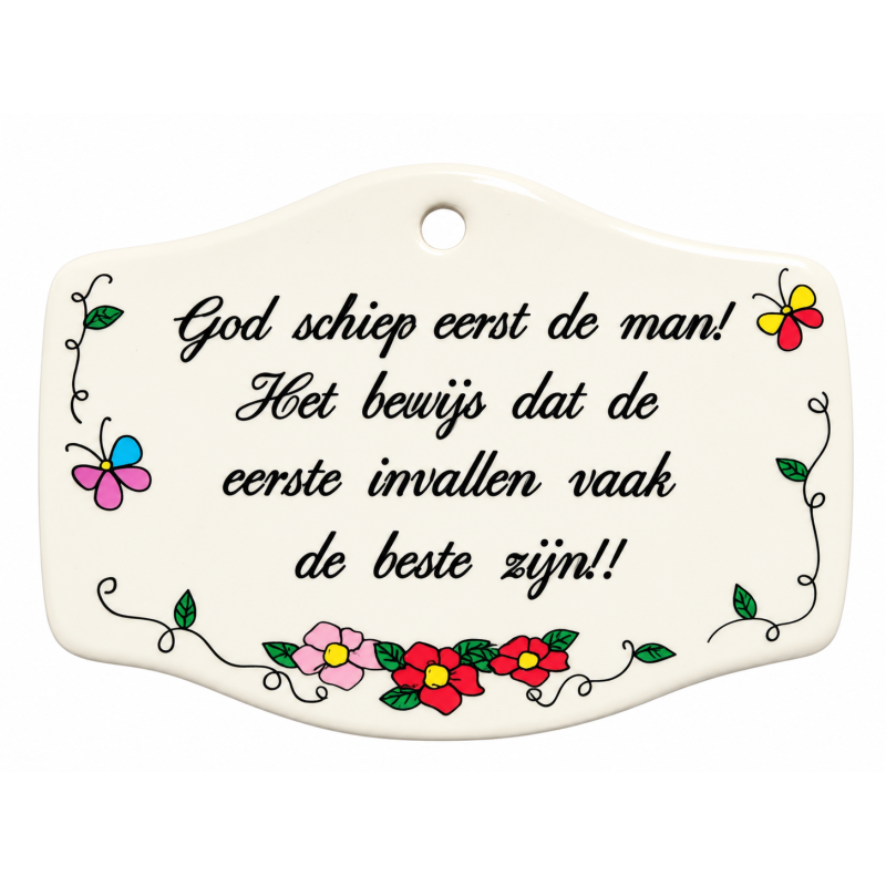 Sweet Lake Collection Spreuk Tegel Magneet "God schiep eerst de man"