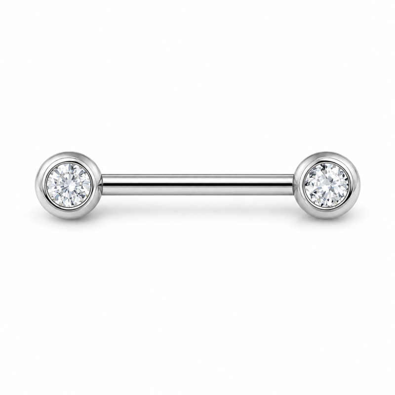 Tepelpiercing Rond Steen Transparant Zilverkleurig 1.6x5