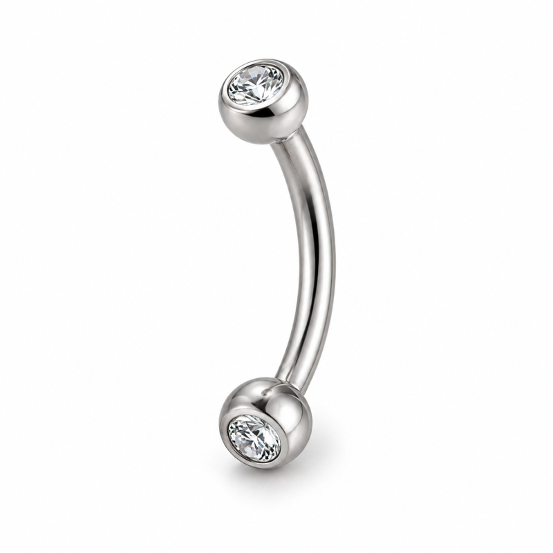 Wenkbrauw piercing met steentjes Zilverkleurig 