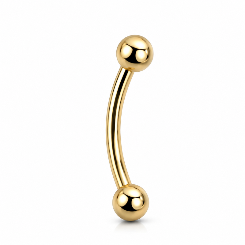 Wenkbrauw piercing glad Goudkleurig