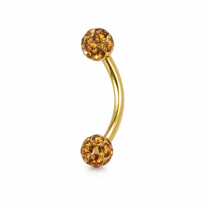 Wenkbrauw piercing Crystal Koper 8x1.2x3mm