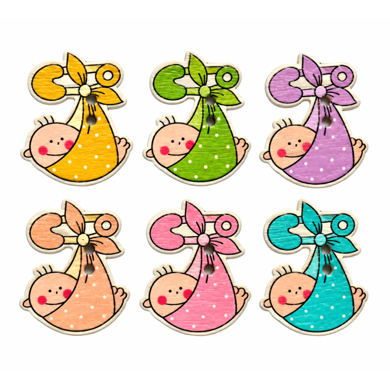 Baby Knoopjes, set van 4 stuks in diverse kleuren