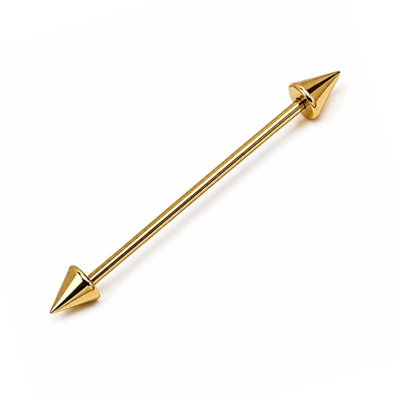 Industrial piercing Spikes Goudkleurig 38x1.6mm