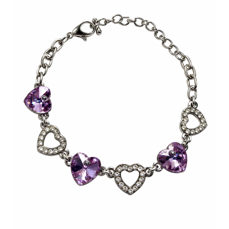 Armband met hartjes Paars