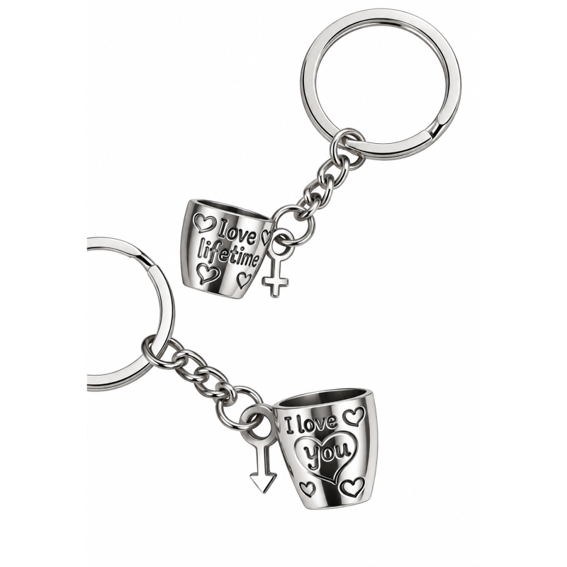 Set van 2 sleutelhangers Liefde Bekers