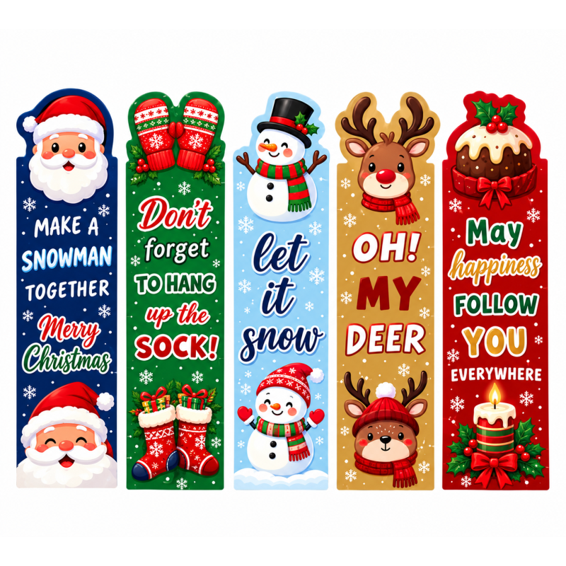 Kerst Boekenleggers 5 stuks