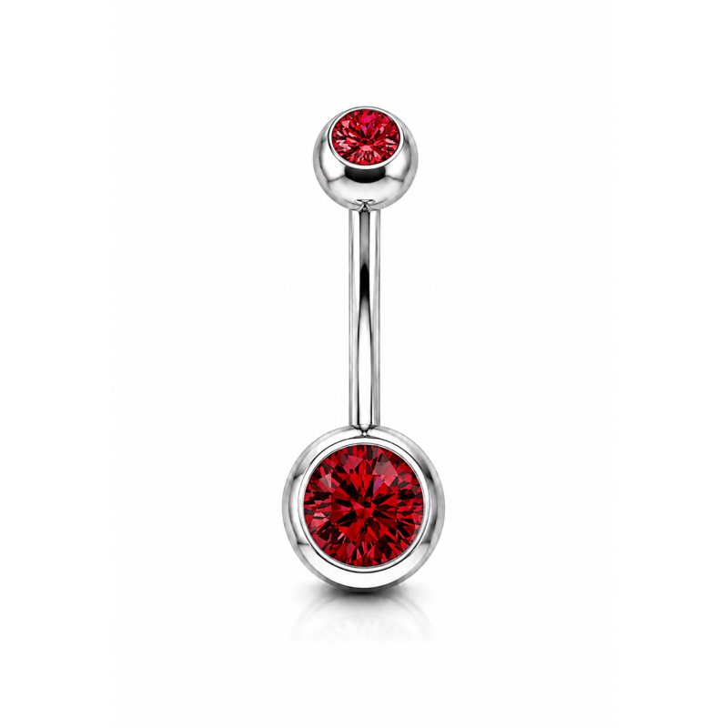 Navelpiercing Steen Rood Zilverkleurig 10x1.6x5