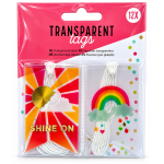 Transparante kaartjes, labels "Shine on" 12 stuks