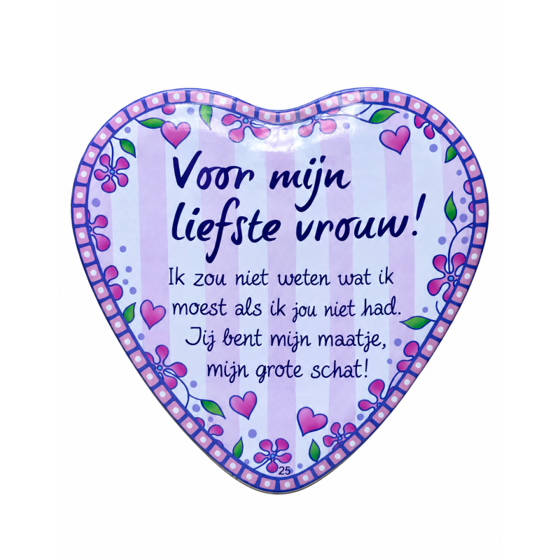 Blikje met Tekst Hart Voor mijn liefste vrouw