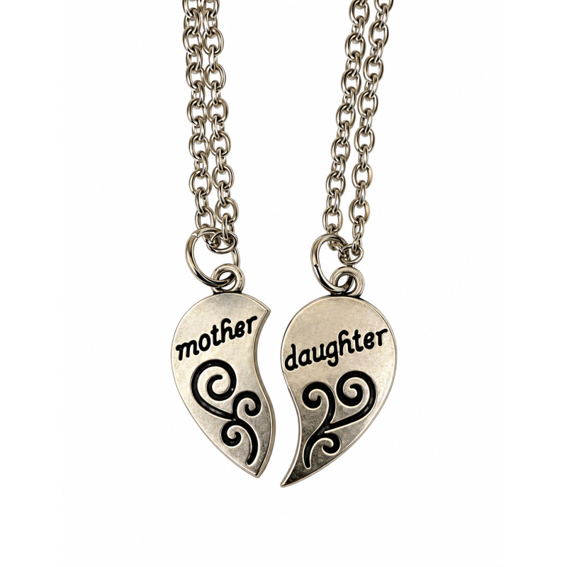 Ketting Moederdag, 2 stuks voor moeder en dochter breekhartjes