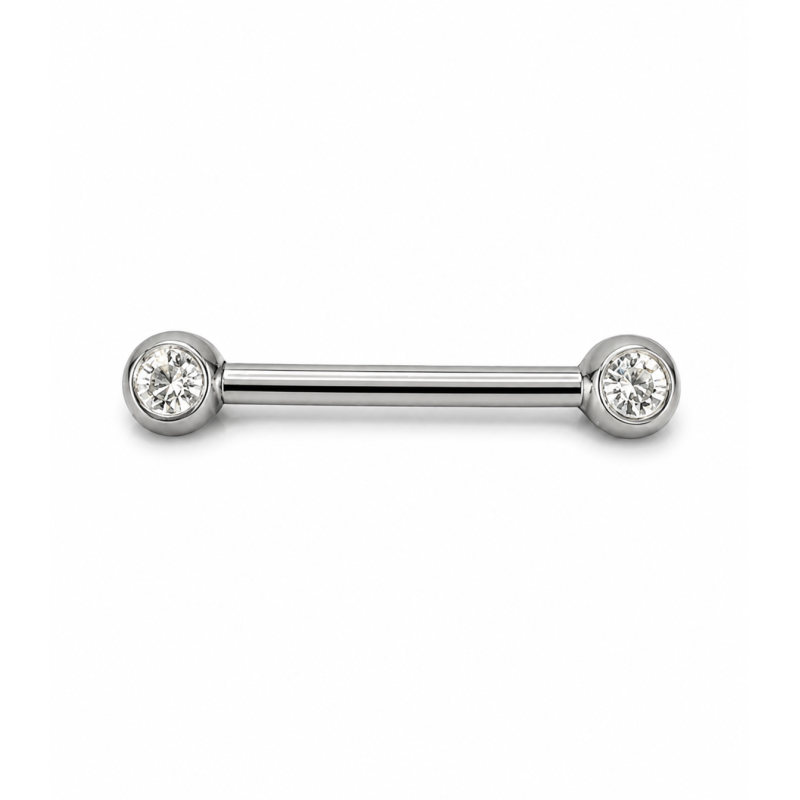 Tepelpiercing Rond Steen Transparant Zilverkleurig 1.6x4