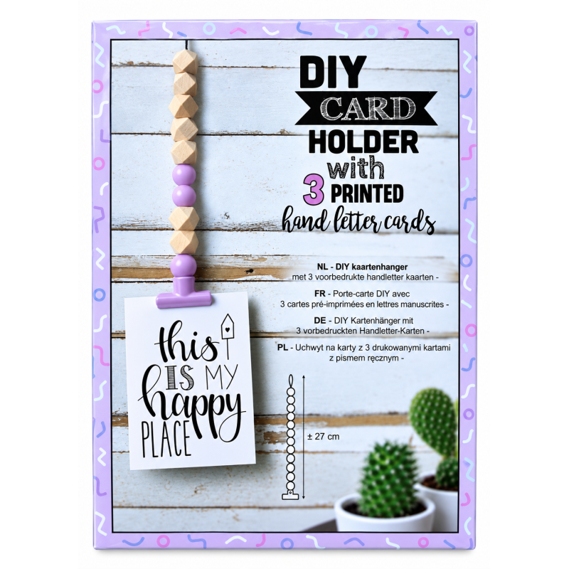 DIY Card holder met 3 voorbedrukte kaarten Paars
