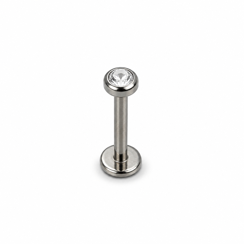 Labret Piercing Crystal Round White Push-in