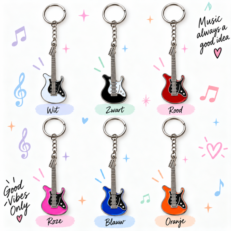 Sleutelhanger Gitaar in 6 kleuren