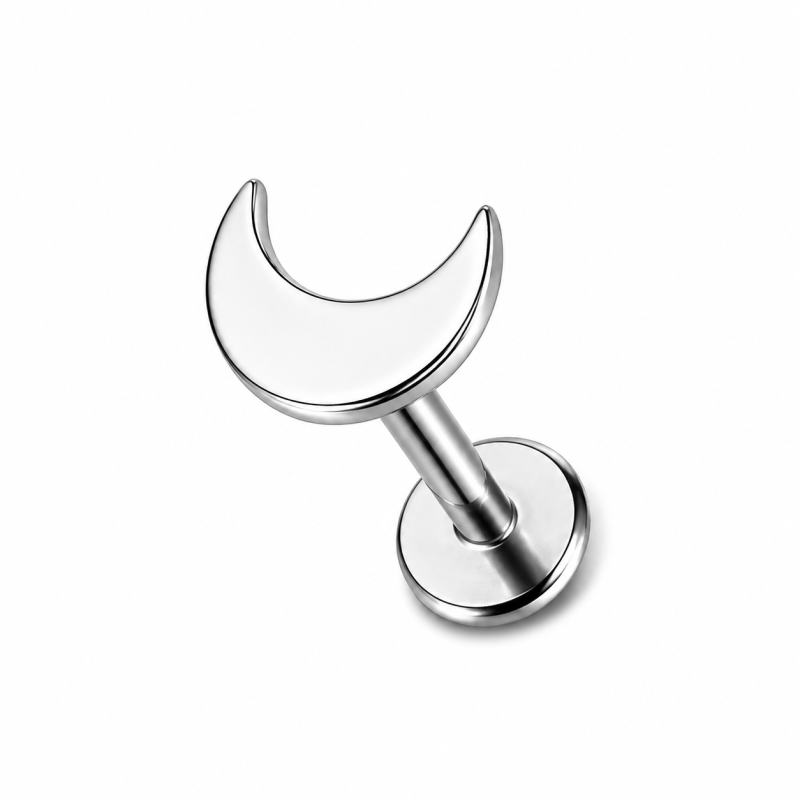 Labret Piercing Moon Zilverkleurig 8x1.2x6