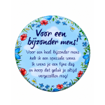 Blikje met tekst rond Blauw, Voor een bijzonder mens