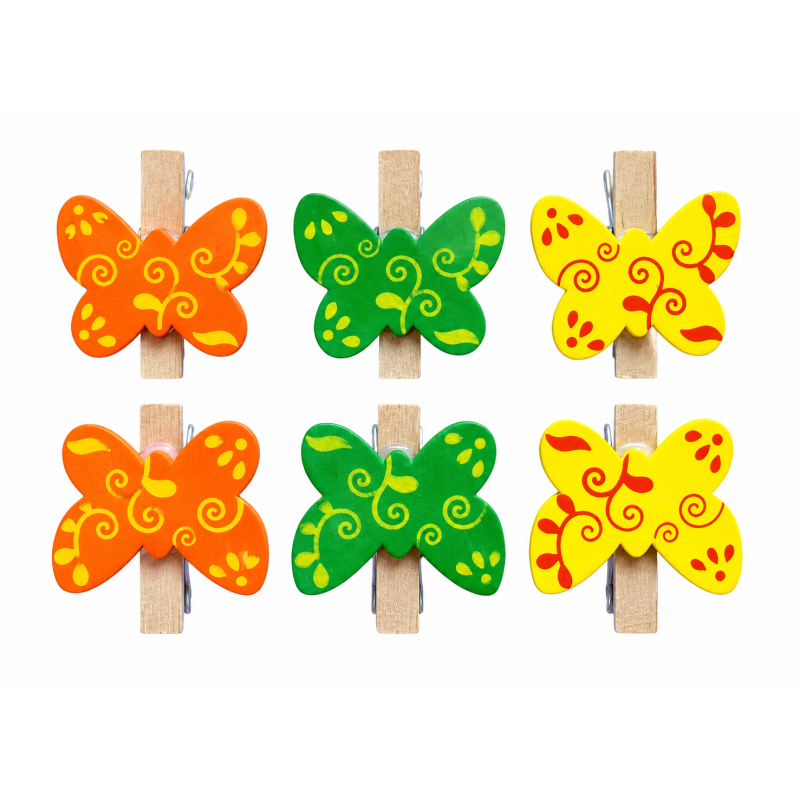 6 stuks Knijpers Vlinders 